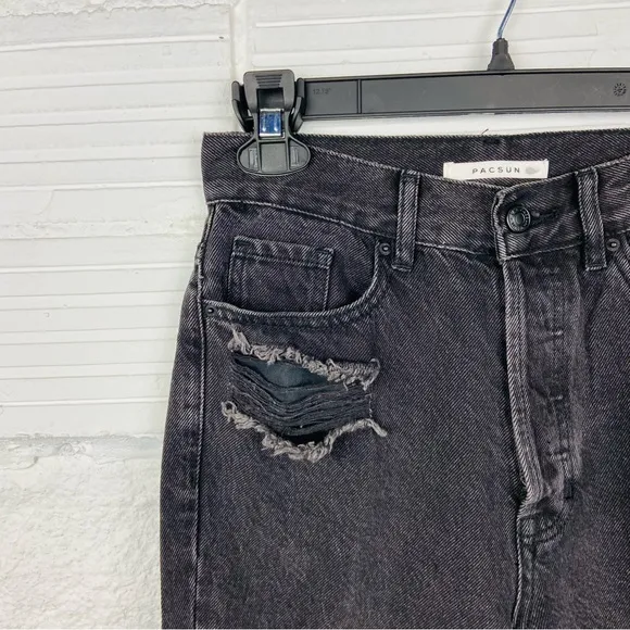 NWOT PACSUN black ultra high rise slim distressed cotton denim jeans size 23