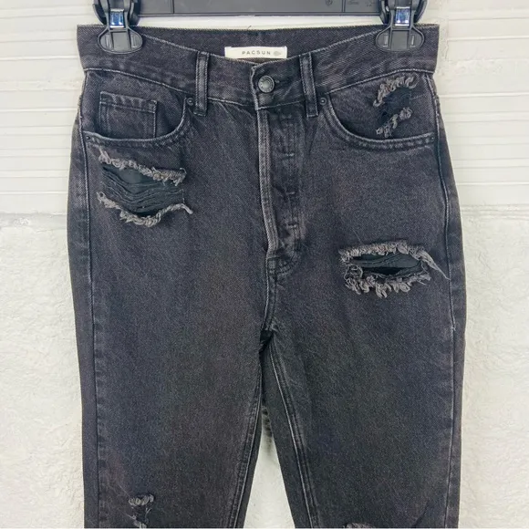 NWOT PACSUN black ultra high rise slim distressed cotton denim jeans size 23