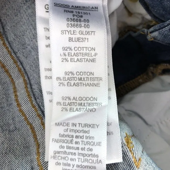NWT Good American Womens Good Legs Distressed Jeans Size 00/24 Stretch Mid Rise