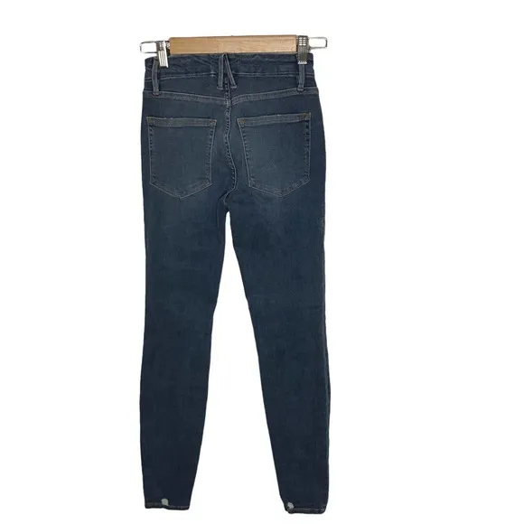 NWT Good American Womens Good Legs Distressed Jeans Size 00/24 Stretch Mid Rise