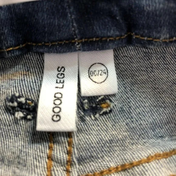 NWT Good American Womens Good Legs Distressed Jeans Size 00/24 Stretch Mid Rise