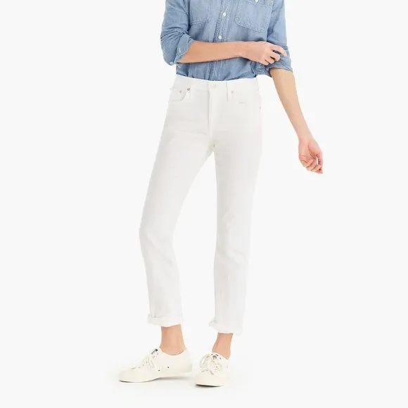 NWT J. Crew Slim Broken-In Boyfriend White Jeans