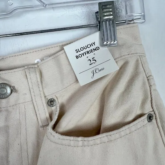 NWT J. Crew Slouchy Boyfriend Jean in Ecru Size 25 NEW