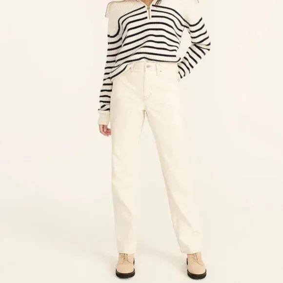 NWT J. Crew Slouchy Boyfriend Jean in Ecru Size 25 NEW