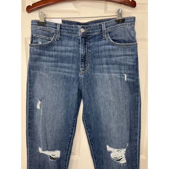 NWT Joe's Jeans The Niki High Waist Ripped Roll Hem Boyfriend Jeans size 30