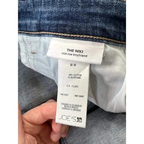 NWT Joe's Jeans The Niki High Waist Ripped Roll Hem Boyfriend Jeans size 30