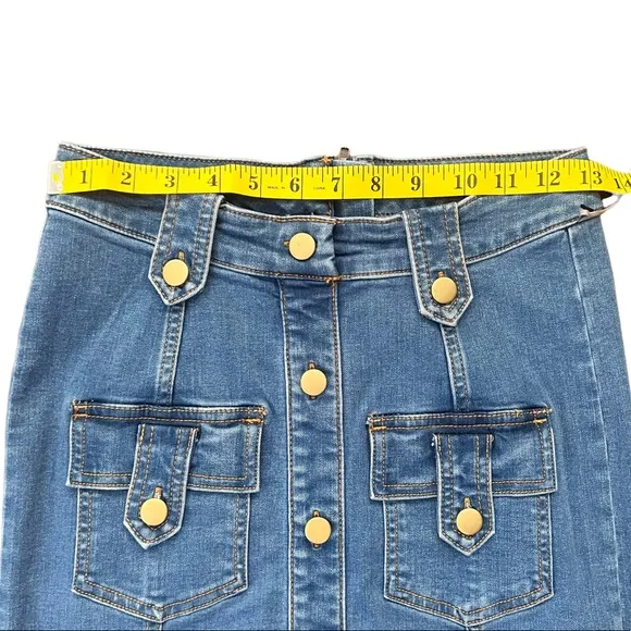 NY &amp; Co. Lyonne Blue Denim Midi Skirt - Eva Mendes Collection - Size XS