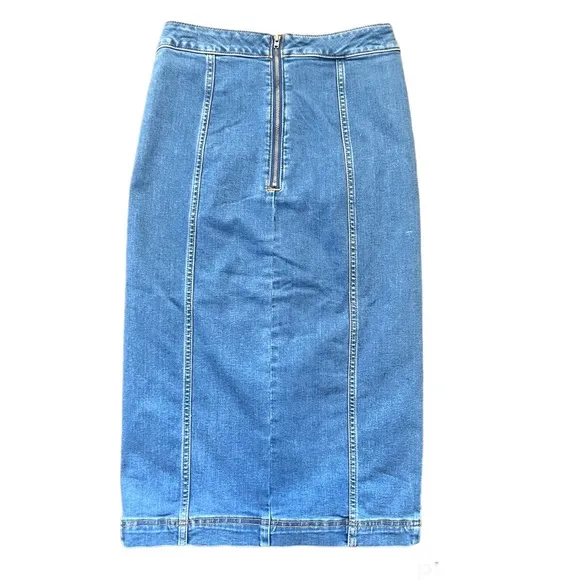 NY &amp; Co. Lyonne Blue Denim Midi Skirt - Eva Mendes Collection - Size XS