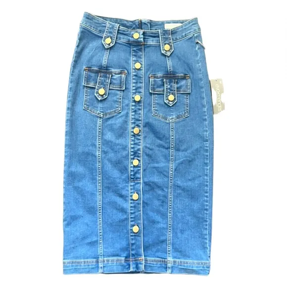 NY &amp; Co. Lyonne Blue Denim Midi Skirt - Eva Mendes Collection - Size XS