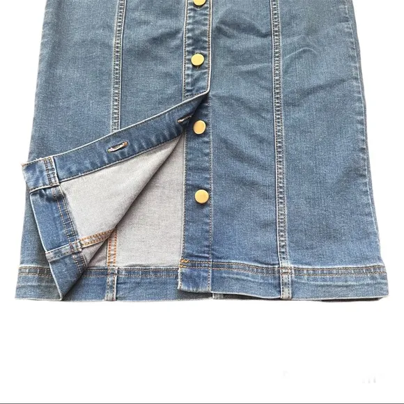 NY &amp; Co. Lyonne Blue Denim Midi Skirt - Eva Mendes Collection - Size XS