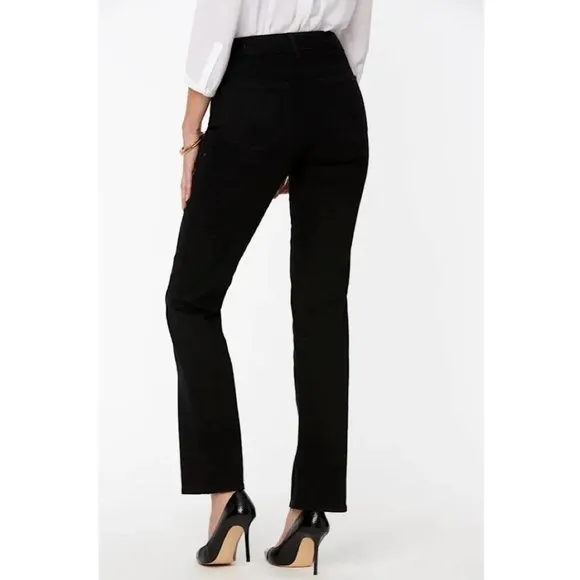 NYDJ Marilyn Straight Jeans Denim Faded Black 10