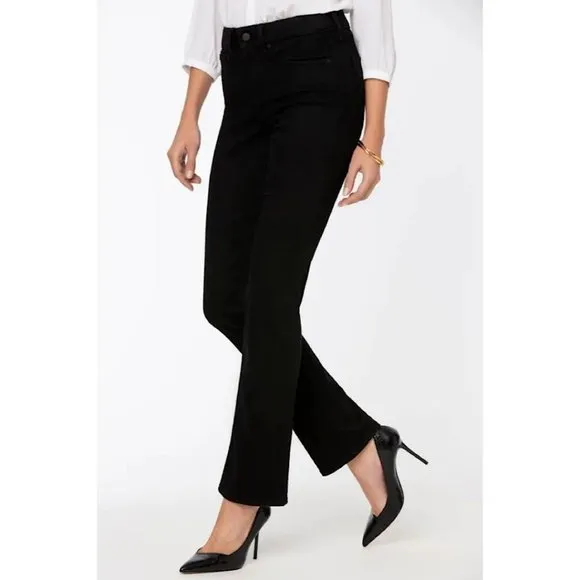 NYDJ Marilyn Straight Jeans Denim Faded Black 10