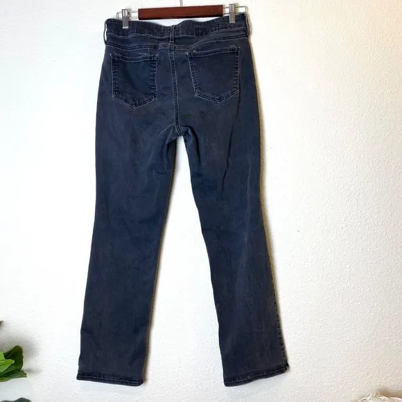 NYDJ Marilyn Straight Jeans Denim Faded Black 10