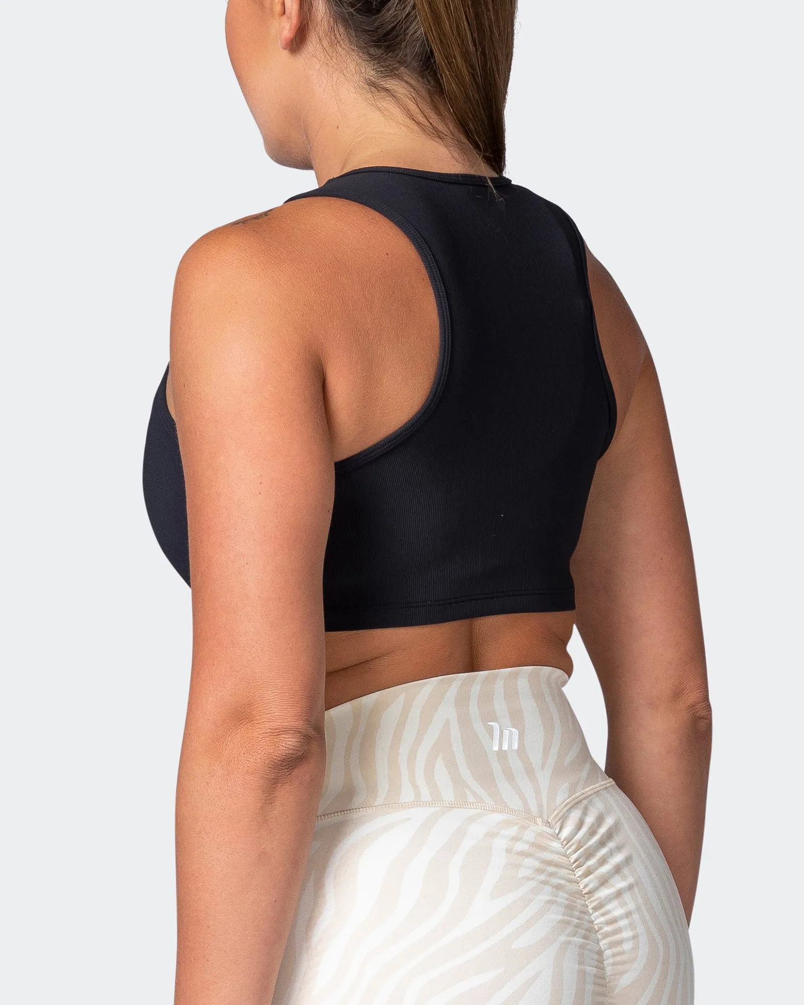 Off Duty Rib Cropped Tank - Black