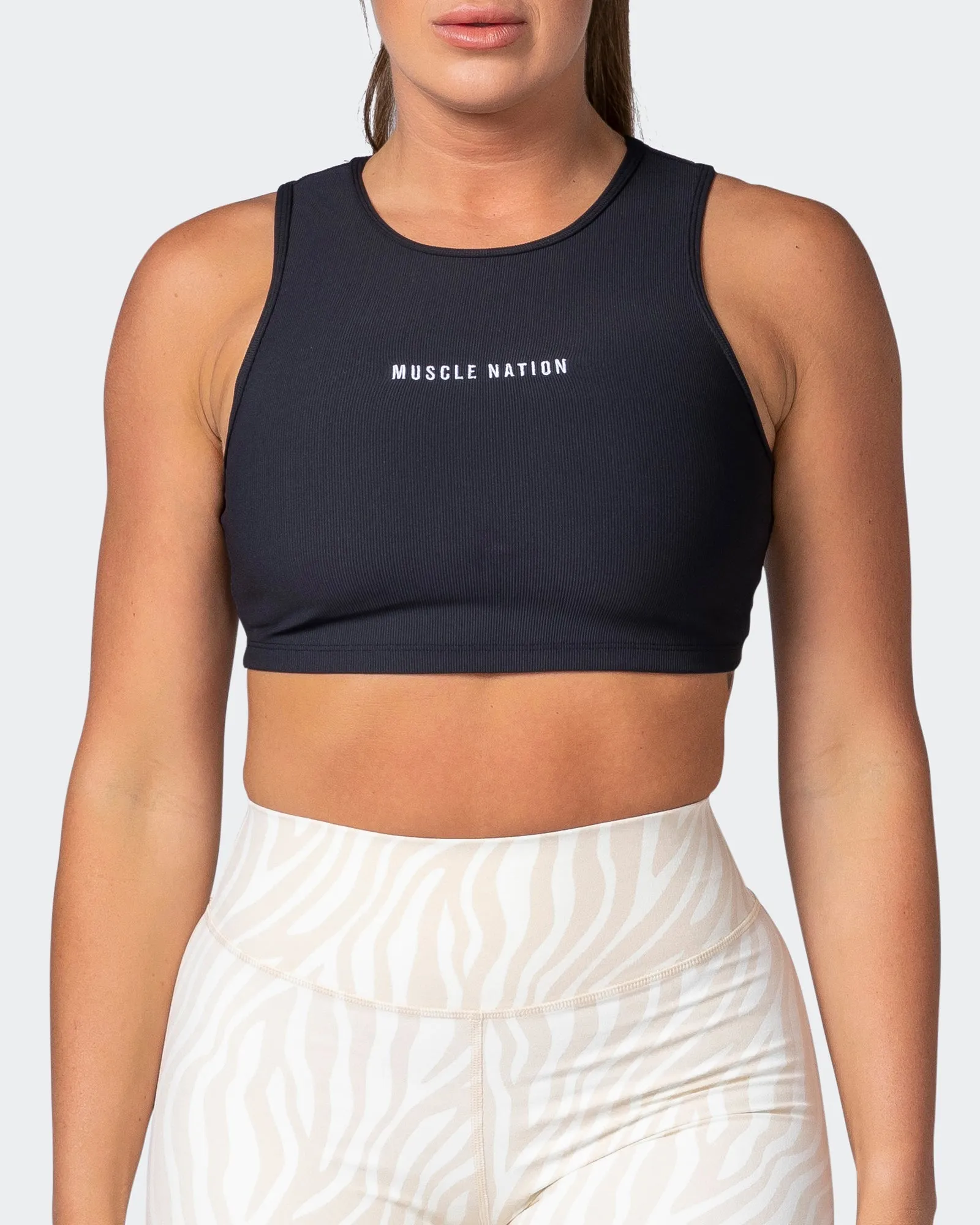 Off Duty Rib Cropped Tank - Black