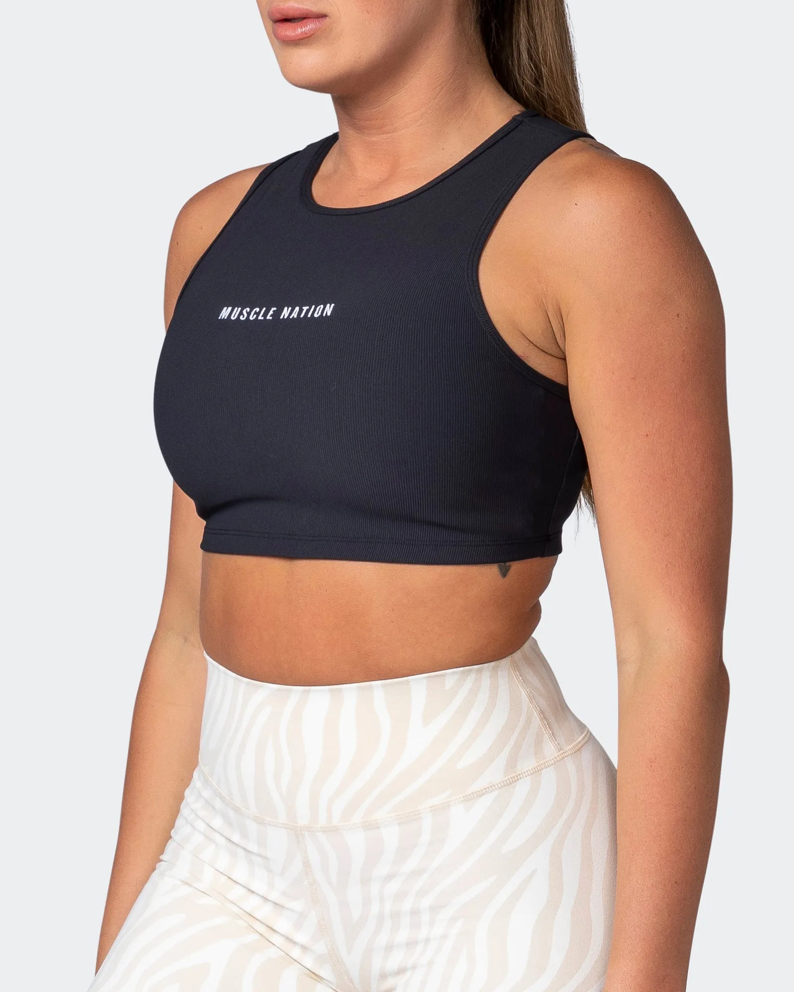 Off Duty Rib Cropped Tank - Black