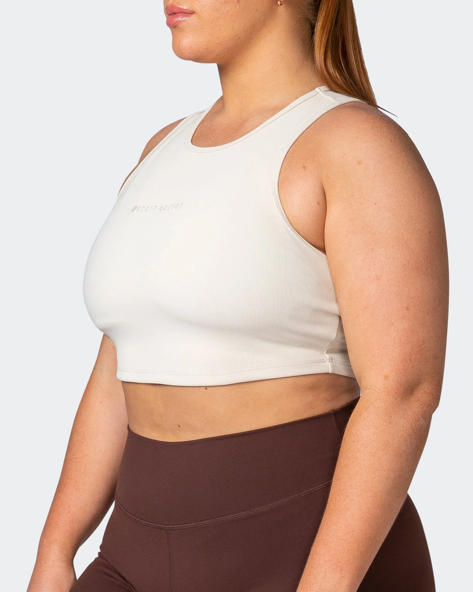 Off Duty Rib Cropped Tank - Cream