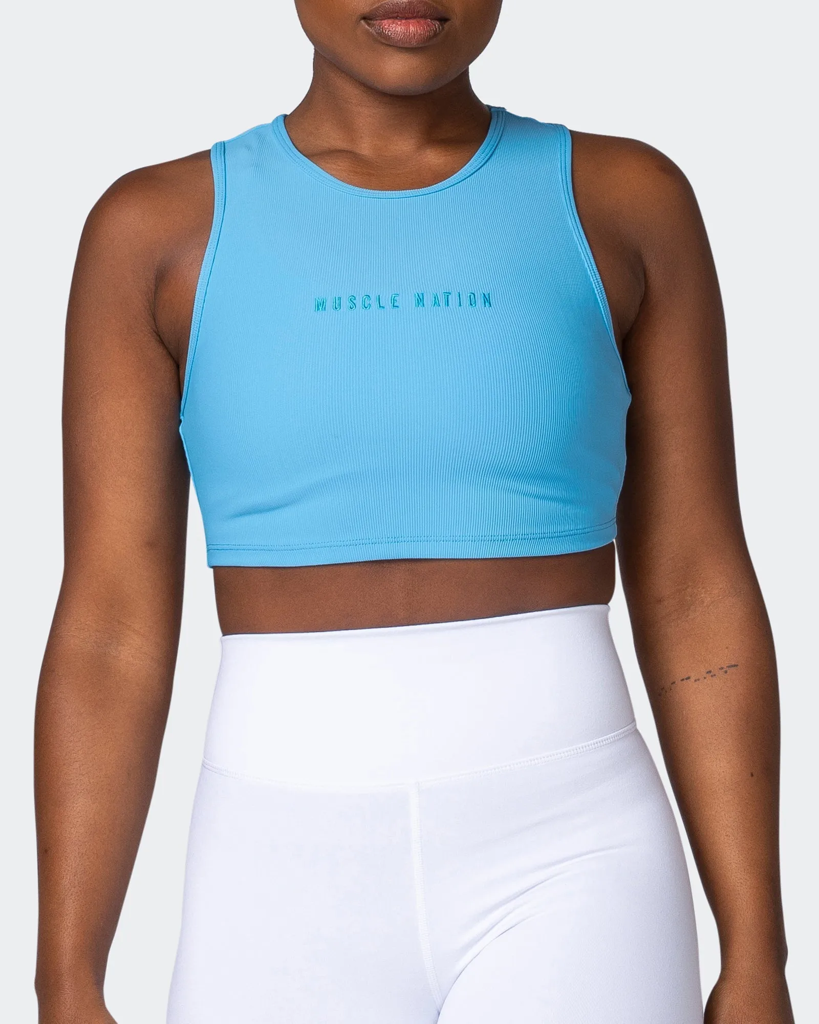 Off Duty Rib Cropped Tank - Ibiza Blue