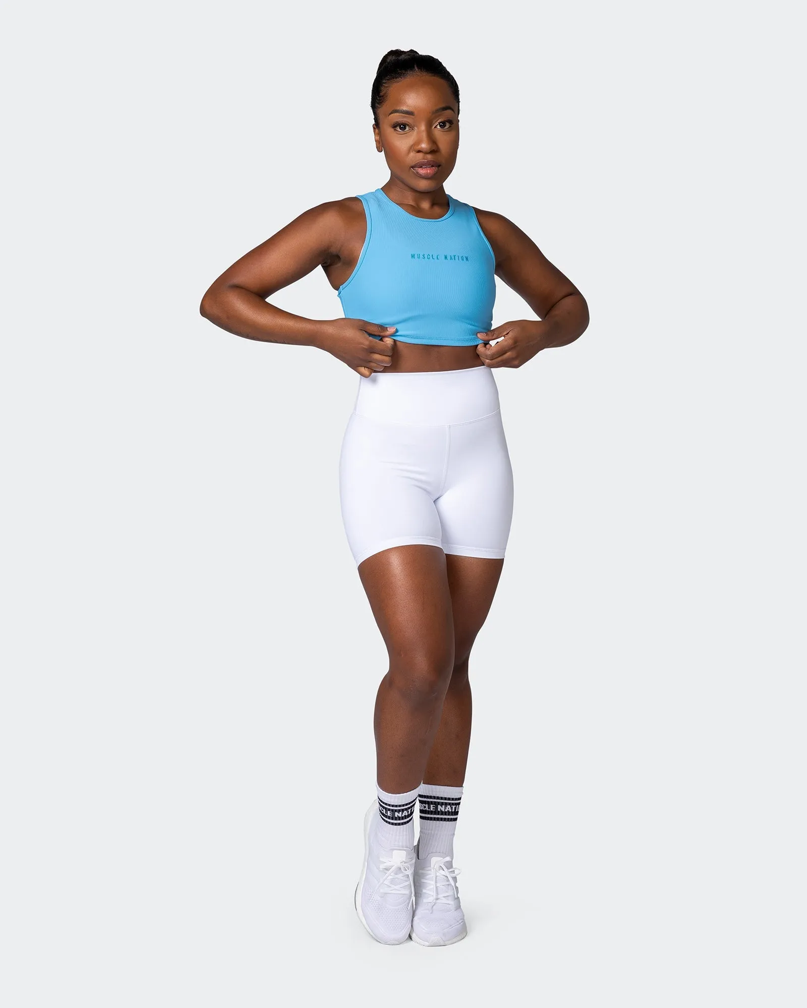 Off Duty Rib Cropped Tank - Ibiza Blue