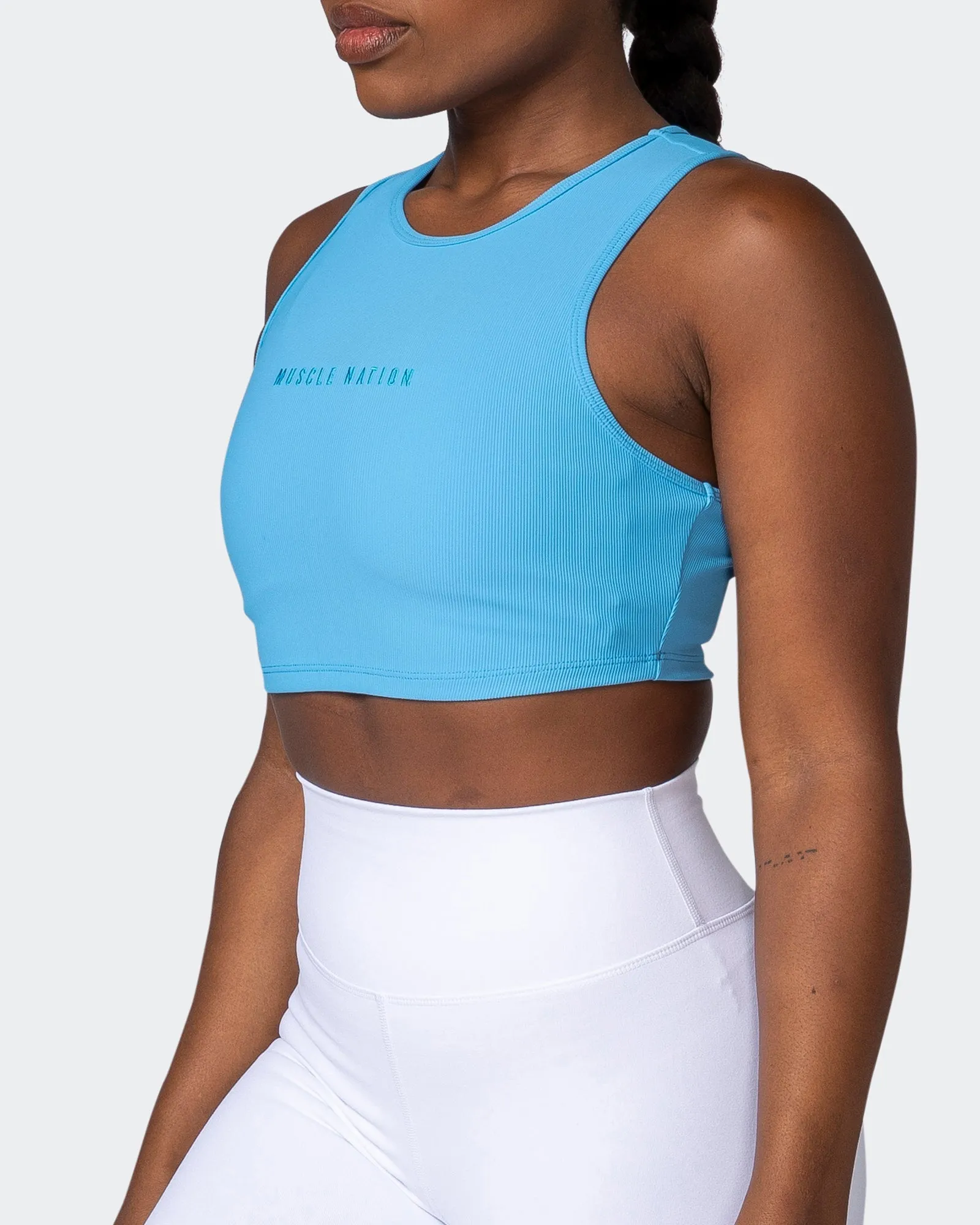 Off Duty Rib Cropped Tank - Ibiza Blue