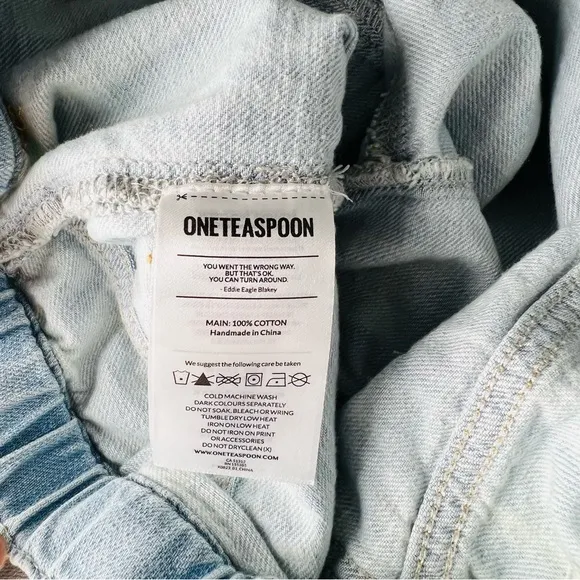 One Teaspoon Shabbie Drawstring Boyfriend Distressed Denim Jeans Size Medium