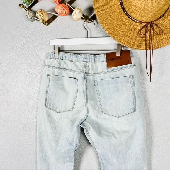 One Teaspoon Shabbie Drawstring Boyfriend Distressed Denim Jeans Size Medium