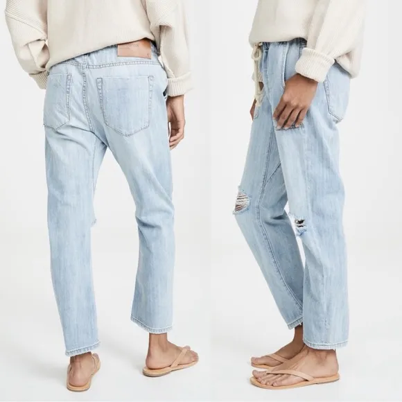 One Teaspoon Shabbie Drawstring Boyfriend Distressed Denim Jeans Size Medium