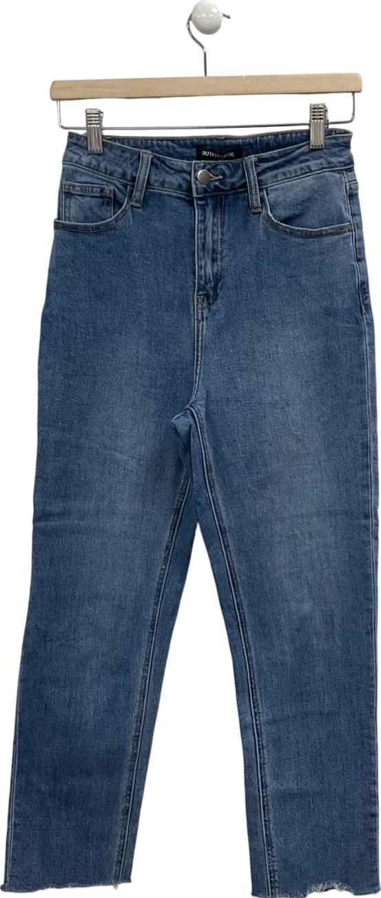 Outfitbook Blue Distressed Hem Jeans UK 8