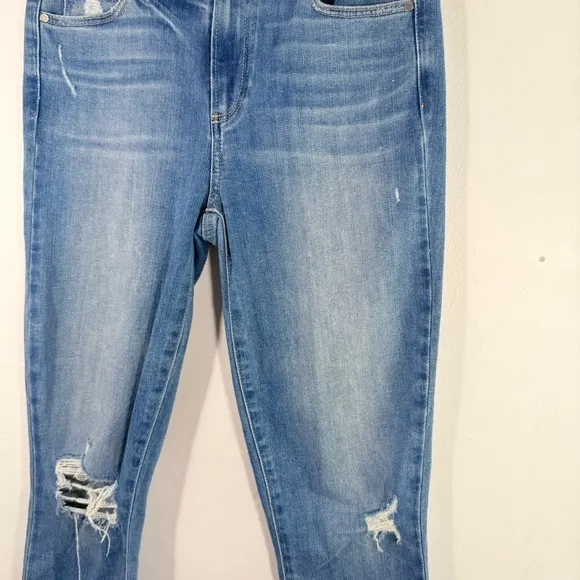 Paige Hoxton Ankle Jeans in Dezi Destructed High Rise Distressed Denim 26