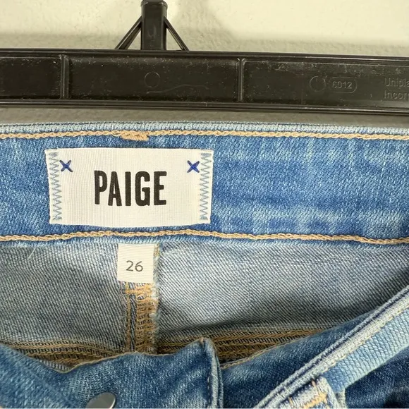 Paige Hoxton Ankle Jeans in Dezi Destructed High Rise Distressed Denim 26