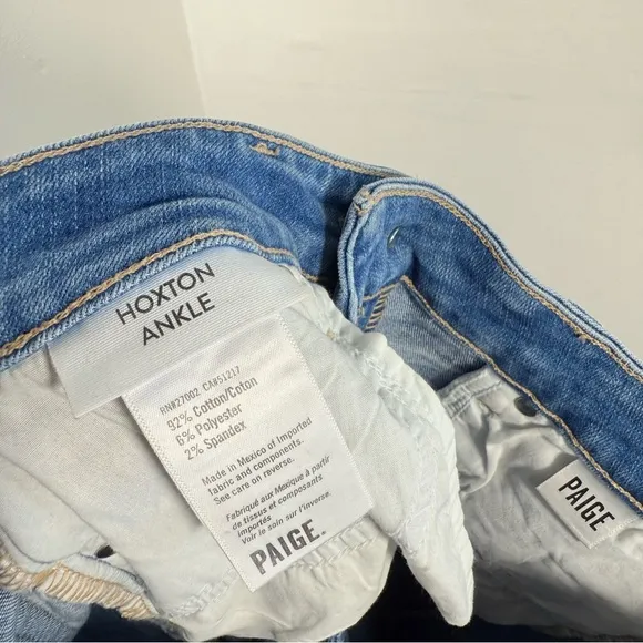 Paige Hoxton Ankle Jeans in Dezi Destructed High Rise Distressed Denim 26
