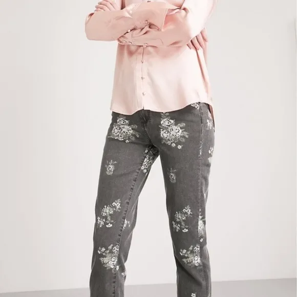 PAIGE Hoxton Straight floral-print high-rise jeans