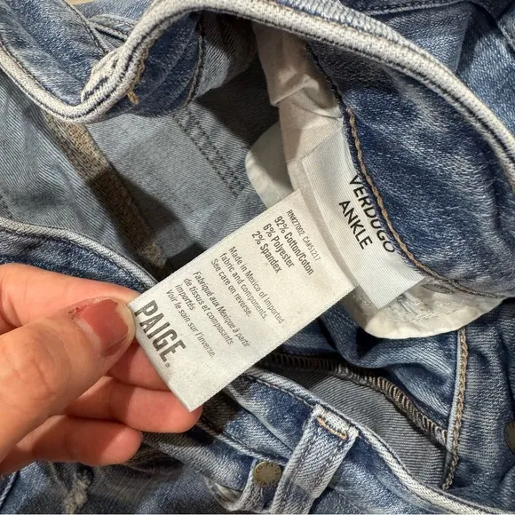 PAIGE Jeans Verdugo Ankle Flo Destructed Light Blue Distressed Denim Jeans 27