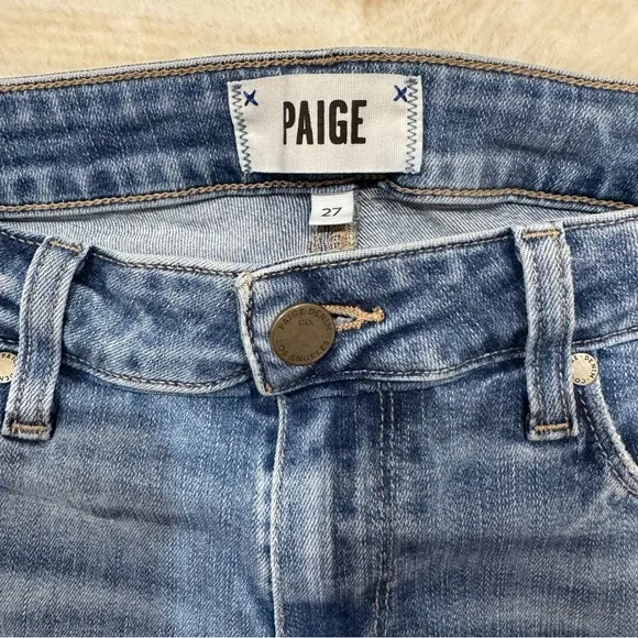 PAIGE Jeans Verdugo Ankle Flo Destructed Light Blue Distressed Denim Jeans 27