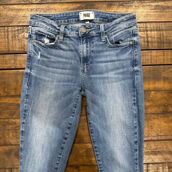 PAIGE Jeans Verdugo Ankle Flo Destructed Light Blue Distressed Denim Jeans 27