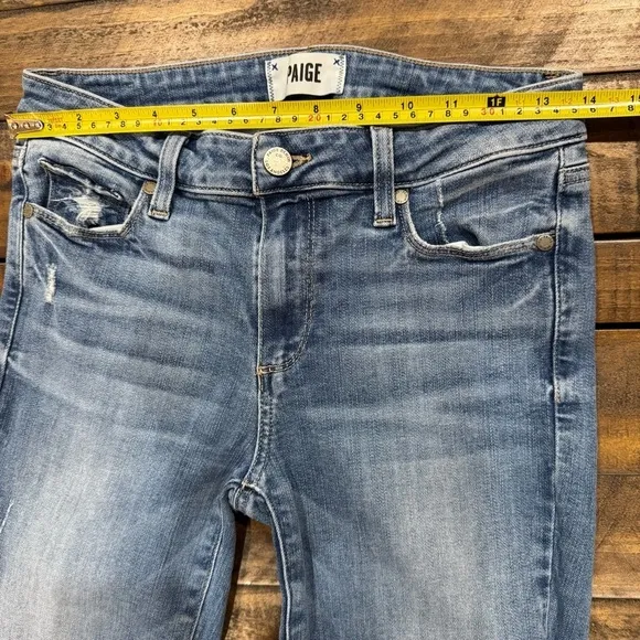 PAIGE Jeans Verdugo Ankle Flo Destructed Light Blue Distressed Denim Jeans 27