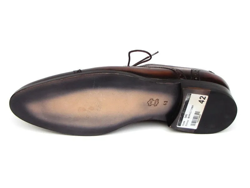 Paul Parkman Bordeaux/Tobacco Hand-Painted Derby Shoes