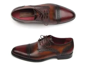 Paul Parkman Bordeaux/Tobacco Hand-Painted Derby Shoes