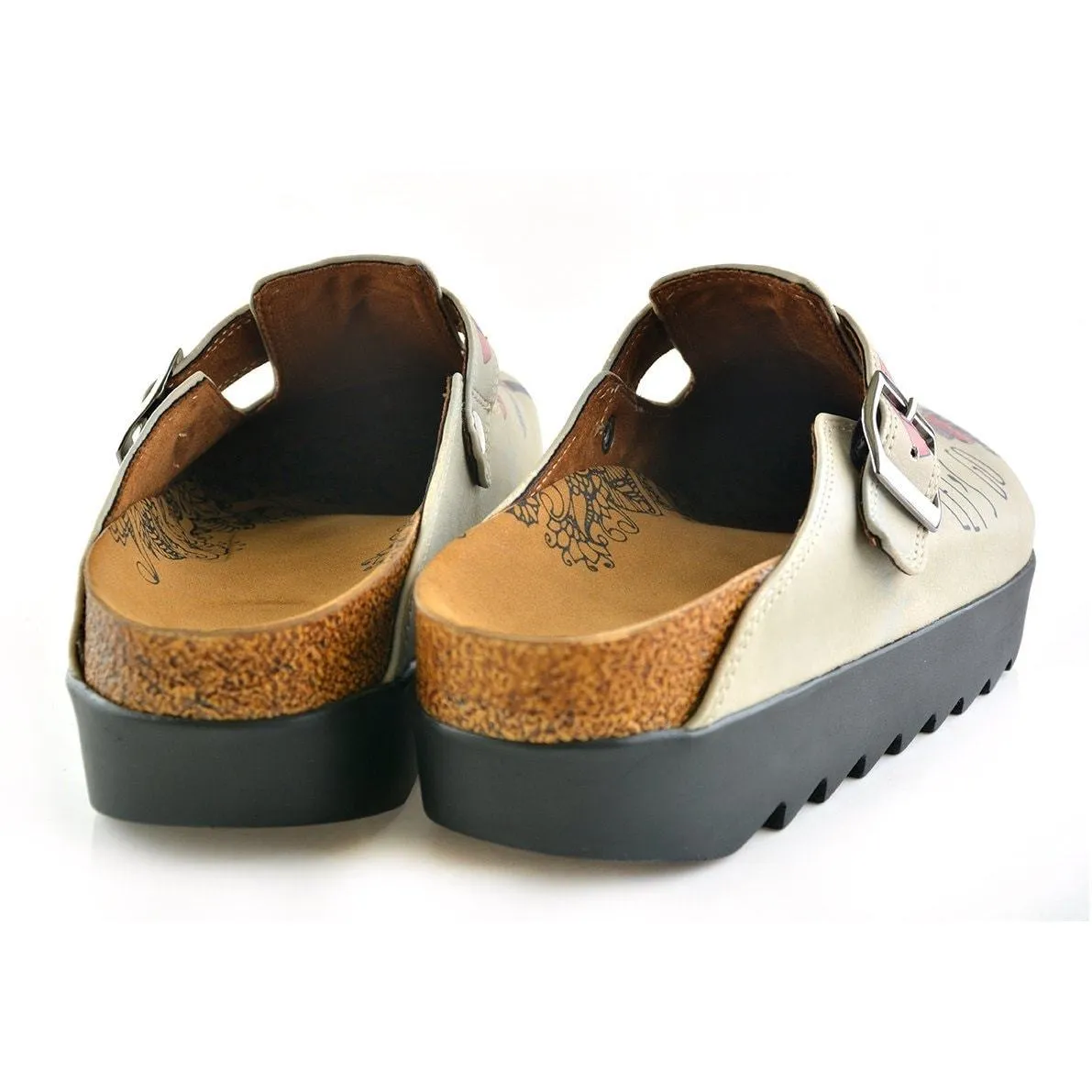 Pink and Yellow Colored, London, Paris Written, Traveling Blonde Girl Clogs - CAL701