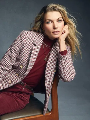 Plus Tweed Faux Double-Breasted Jacket