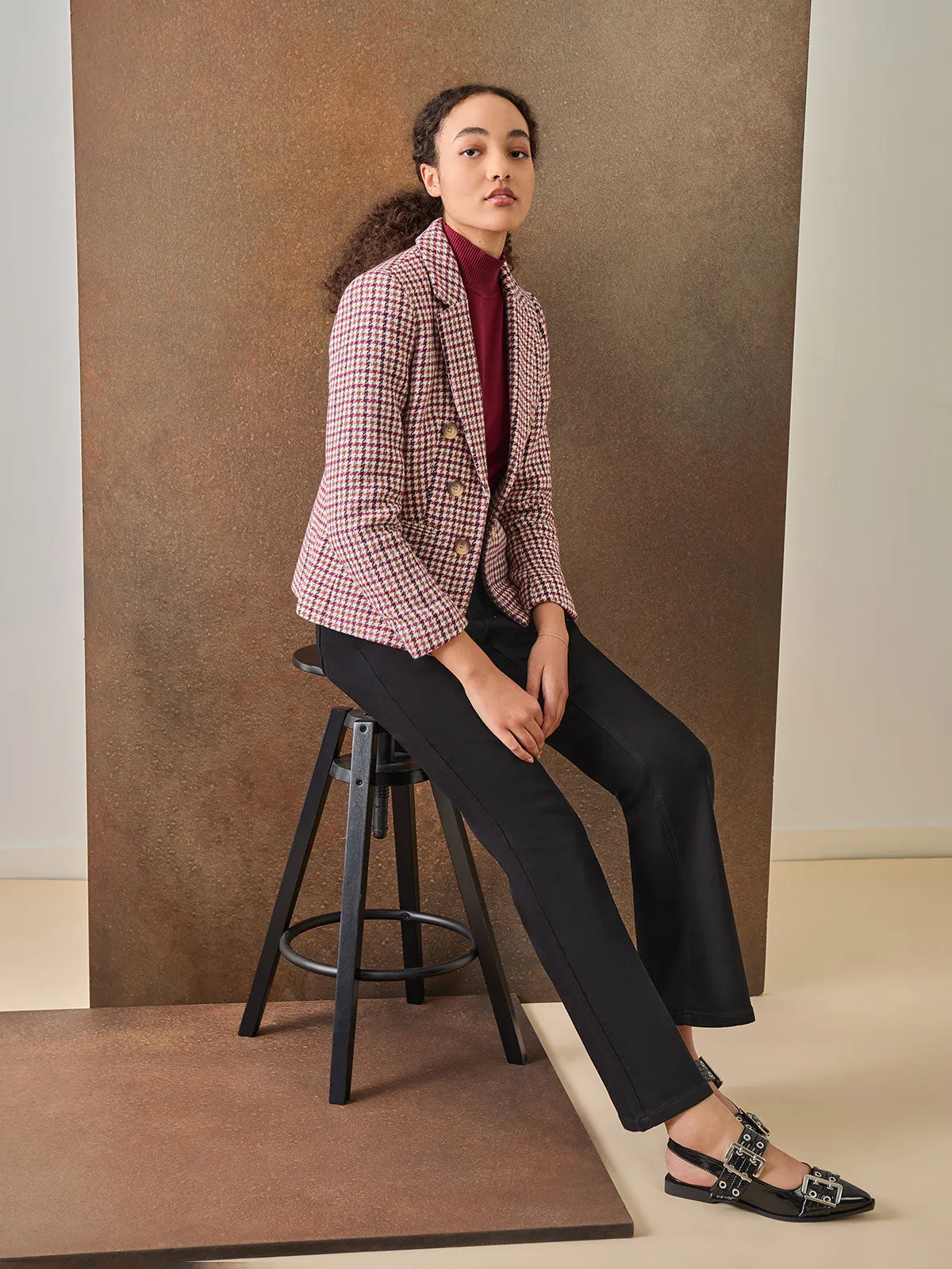 Plus Tweed Faux Double-Breasted Jacket
