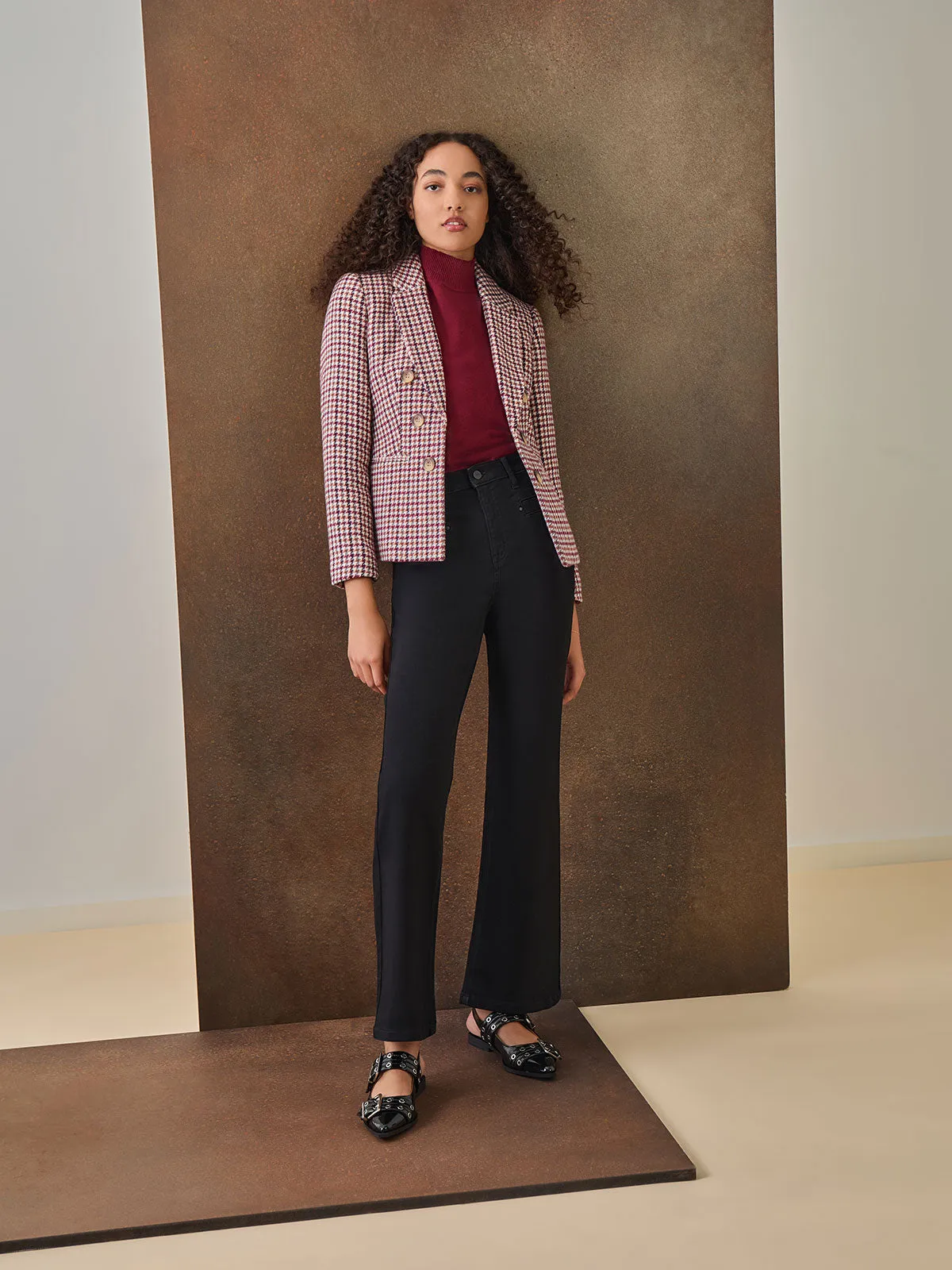 Plus Tweed Faux Double-Breasted Jacket