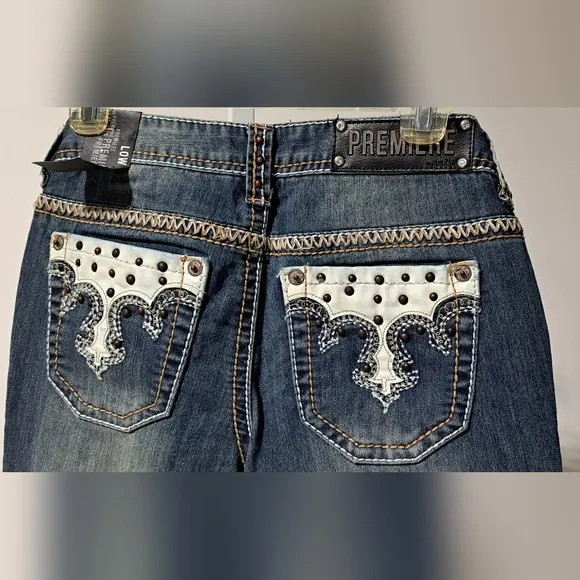 Premier Sz 5/6 Low Rise Skinny 'Bold Pockets*Stitching*Button' Jeans