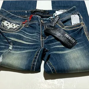 Premier Sz 5/6 Low Rise Skinny 'Bold Pockets*Stitching*Button' Jeans