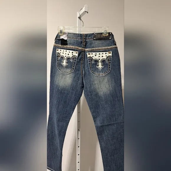 Premier Sz 5/6 Low Rise Skinny 'Bold Pockets*Stitching*Button' Jeans