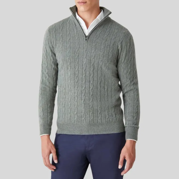 Premium Men's Cashmere Zip-Up Sweatshirt