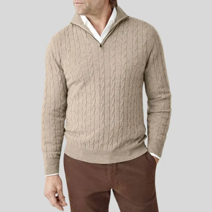 Premium Men's Cashmere Zip-Up Sweatshirt