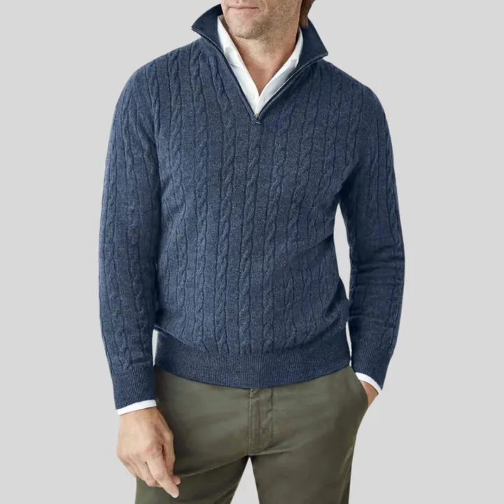 Premium Men's Cashmere Zip-Up Sweatshirt