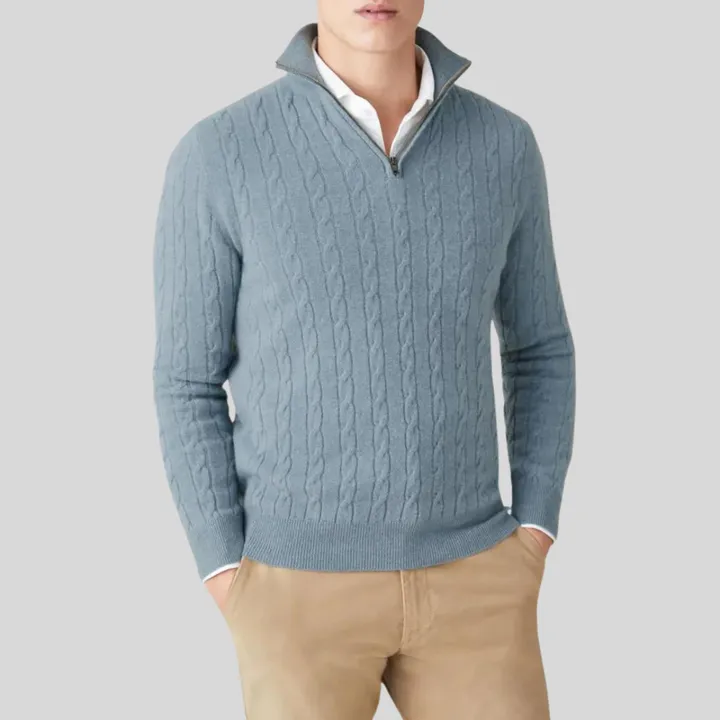 Premium Men's Cashmere Zip-Up Sweatshirt