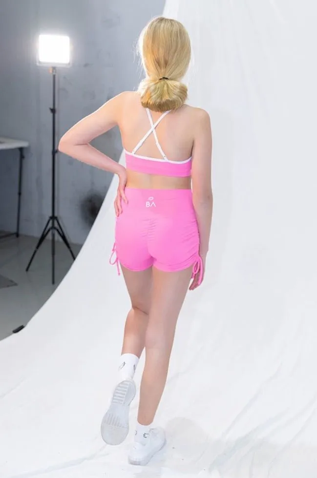 PRETTY PINK SCRUNCH BUM BOOTY SHORTS